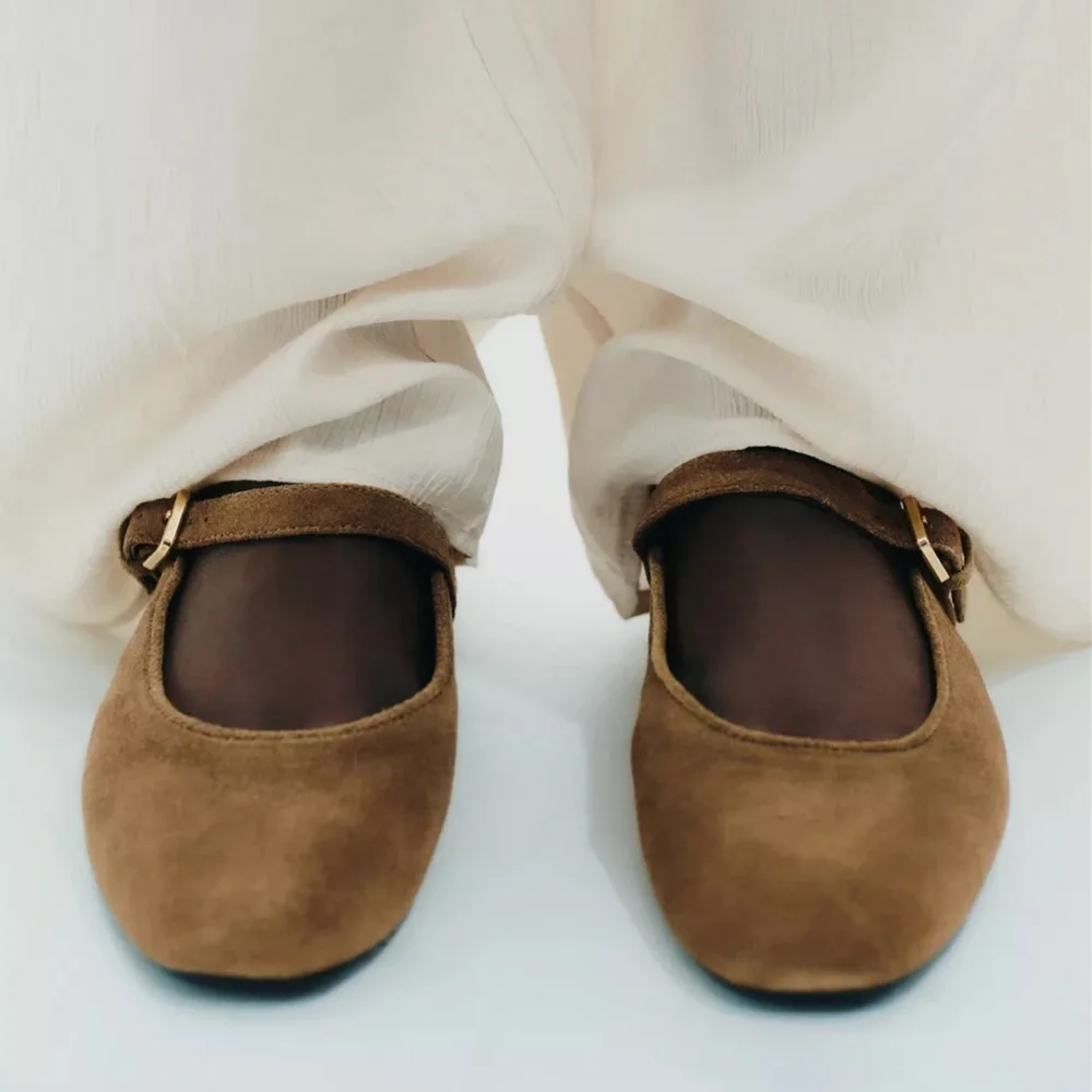 Zara Women's Brown Mary Jane Flats - Picture 3 of 10